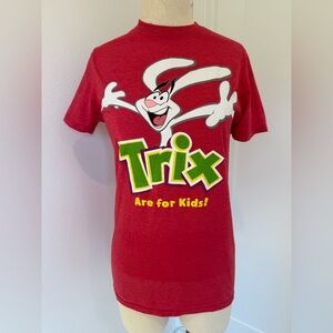 TRIX tshirt size small made of 50/50 cotton/polyester blend.